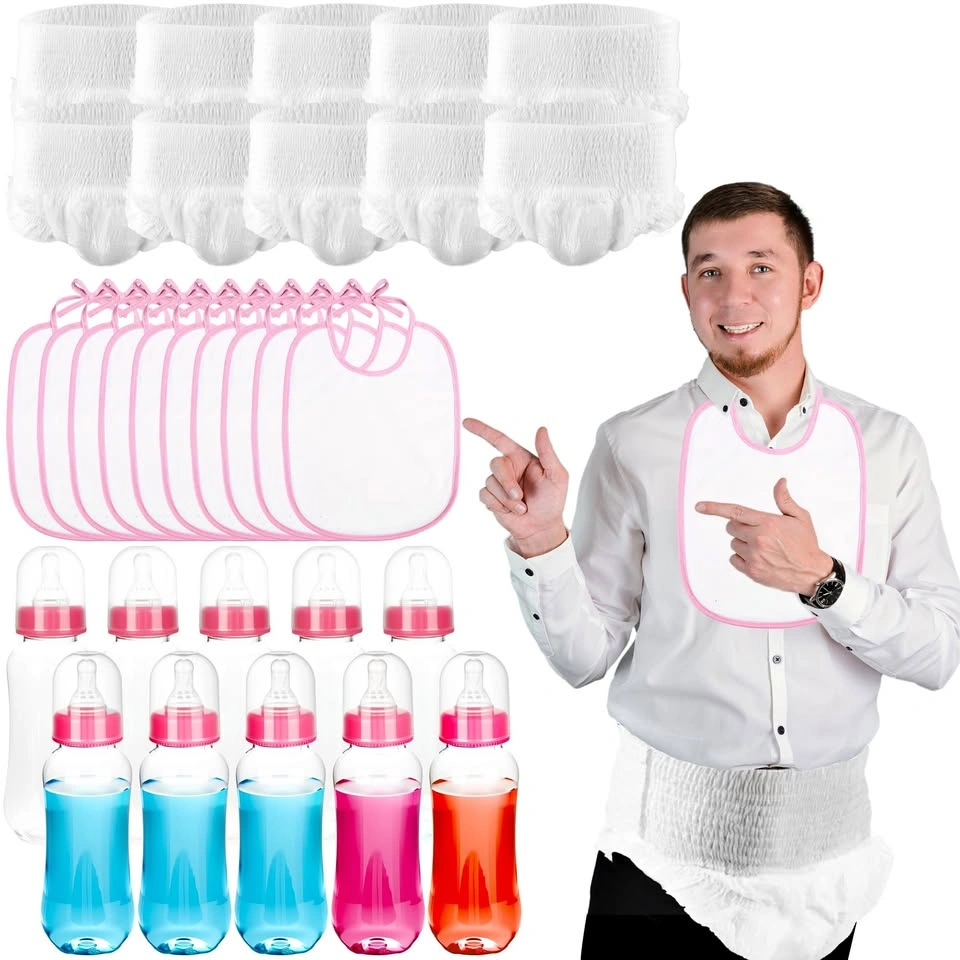 Adult Baby Party Kit - Diapers, Bibs, Bottles (XL-XXL)