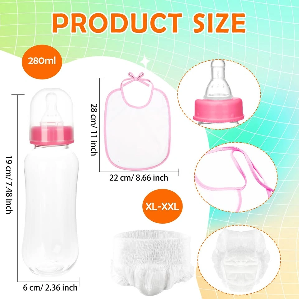 Adult Baby Party Kit - Diapers, Bibs, Bottles (XL-XXL) - photo 2