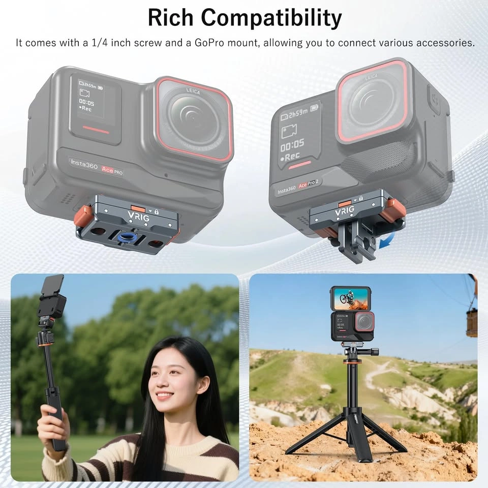 VRIG Quick Release Base for Insta360 Ace Pro/2 & GoPro Mounts - photo 2