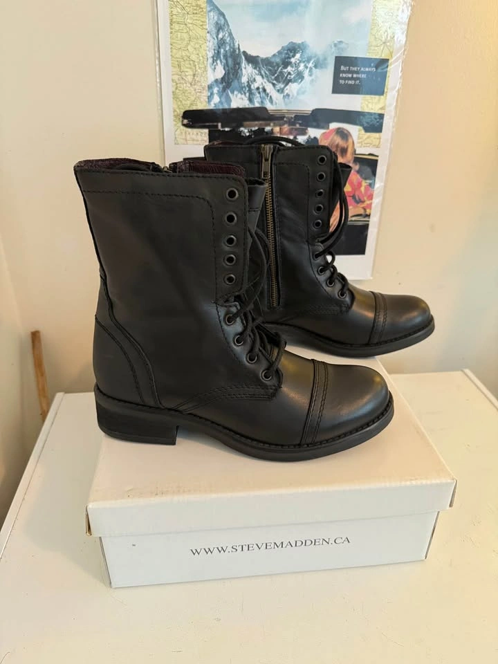 New Women's Steve Madden Troopa 2.0 Leather Combat Boots Size 10 - photo 3