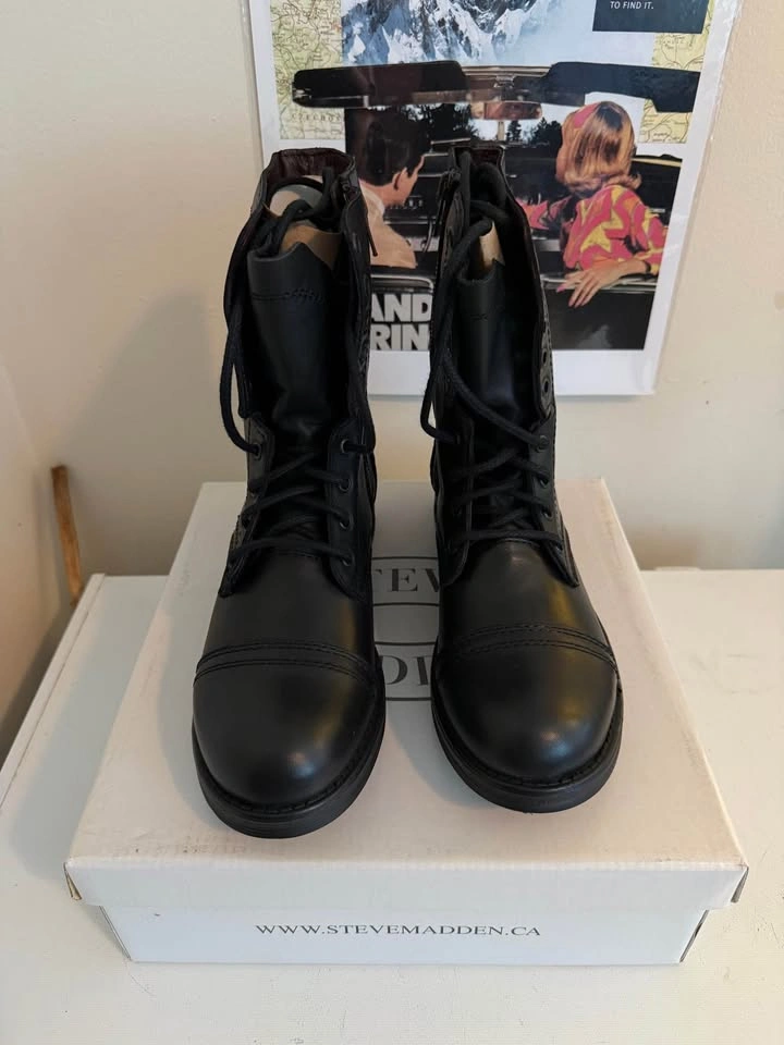 New Women's Steve Madden Troopa 2.0 Leather Combat Boots Size 10 - photo 5