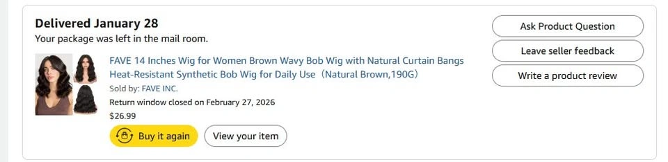 FAVE 14 inch Wavy Bob Wig Natural Brown Synthetic with Curtain B - photo 2