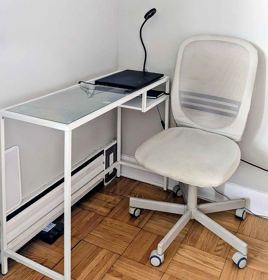 White Desk and Office Chair Set