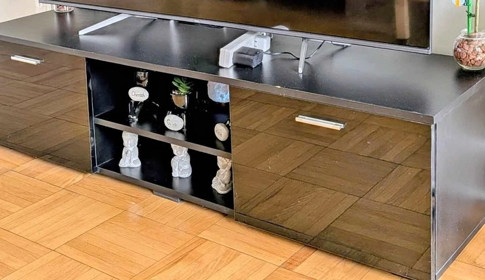 Black TV Stand Media Console Storage