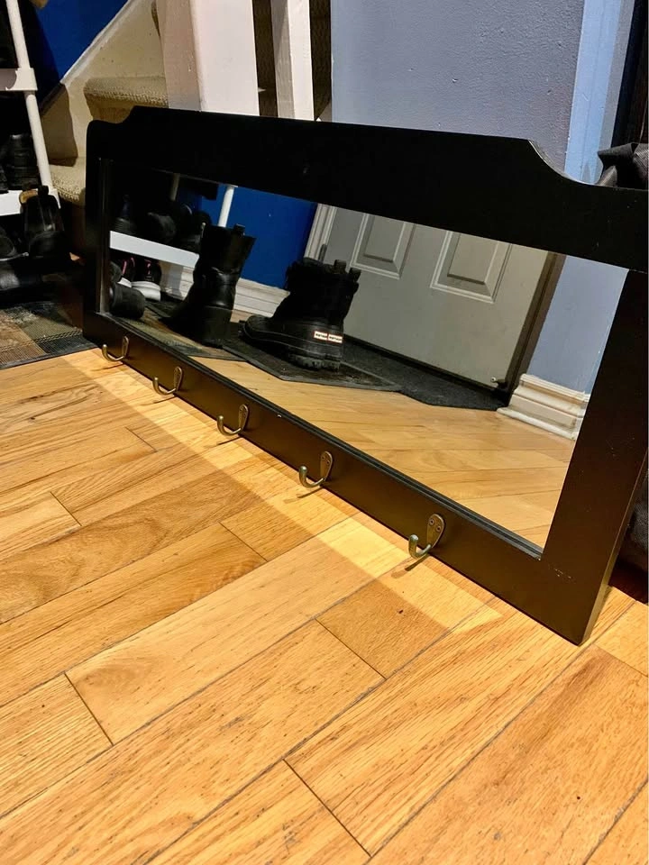 Wood framed Mirror with hooks