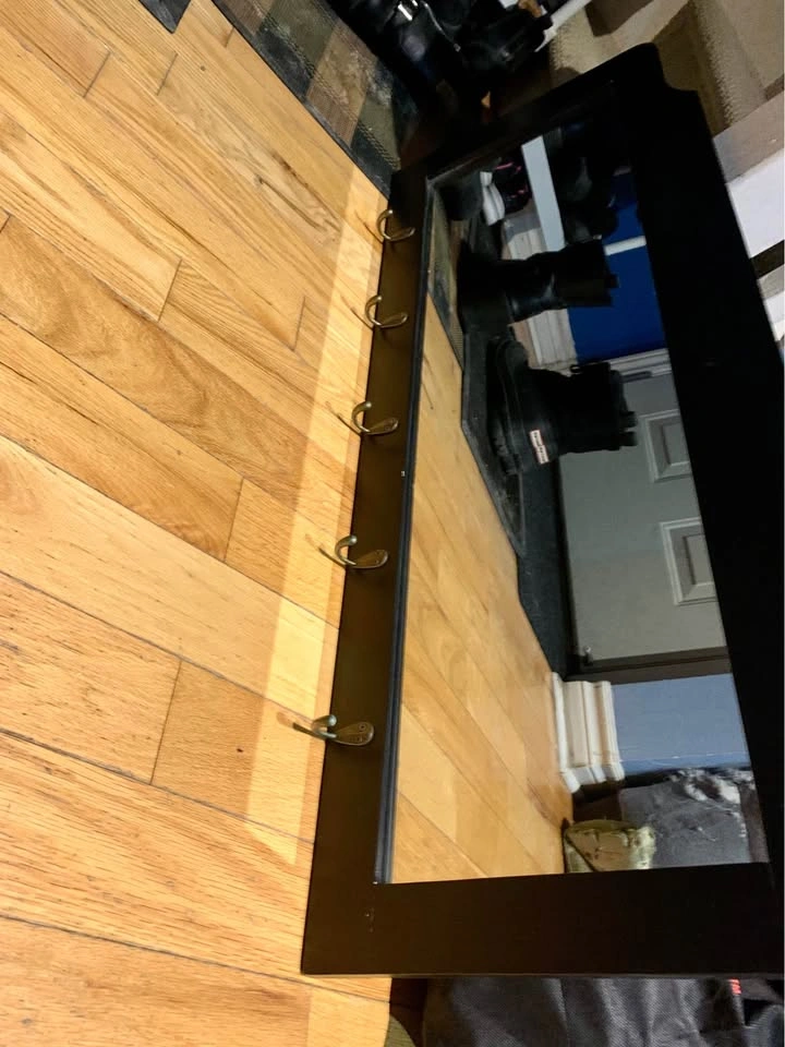 Wood framed Mirror with hooks - photo 2