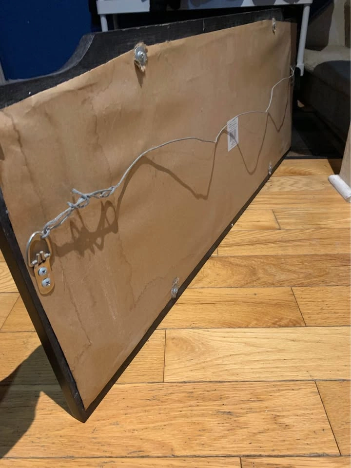 Wood framed Mirror with hooks - photo 3