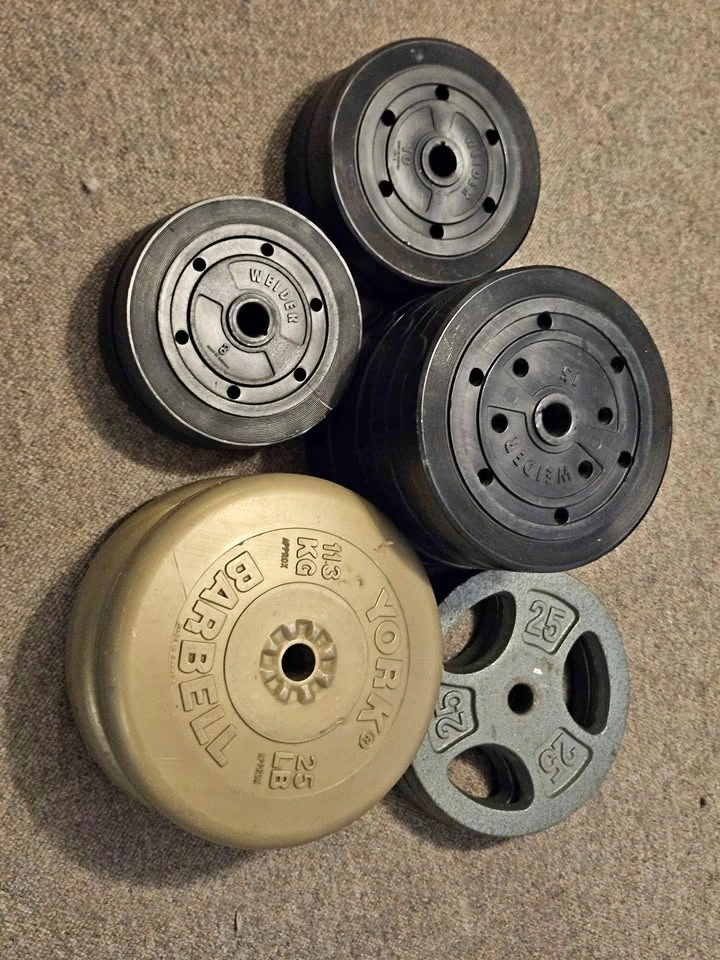 Weight Plates Lot – 196 lbs – York & Weider