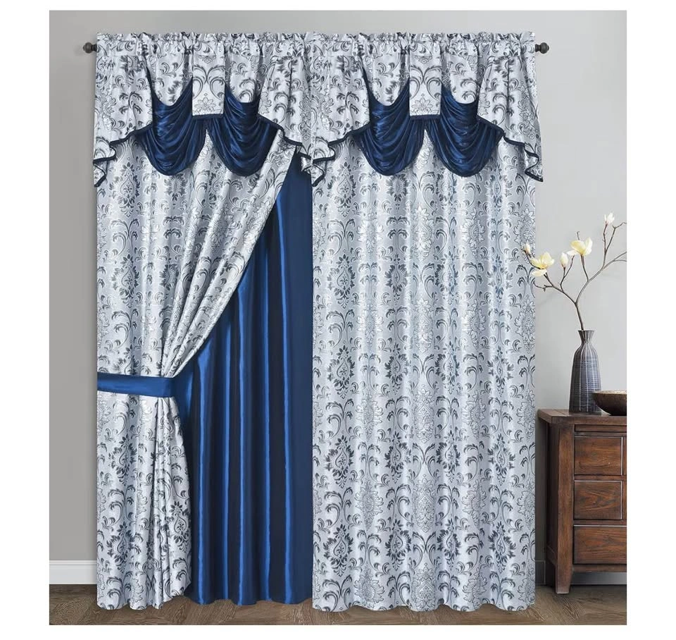GOHD Samba Star Jacquard Curtain Panels w/ Valance (Navy Blue, 2 - photo 2