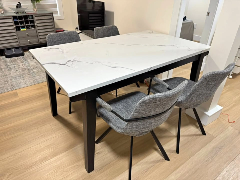 Luxury Real Marble Dining Table & 4 Chairs