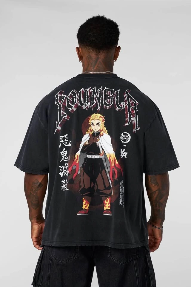 YoungLA x Demon Slayer Flame Hashira Tee - Size L (New) - photo 2