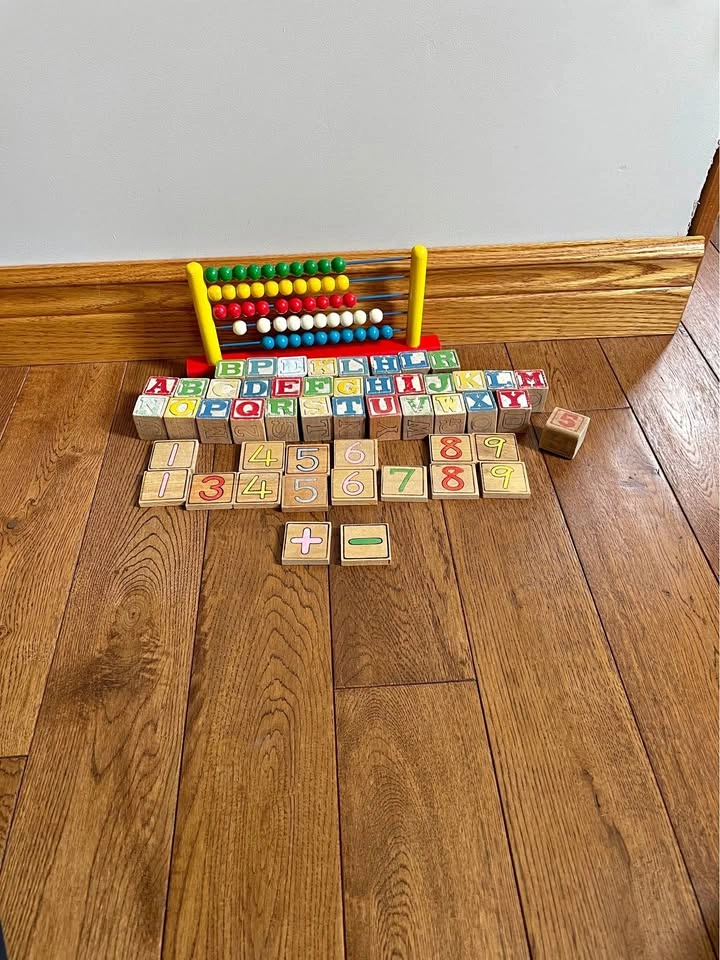 Vintage Children’s Alphabet and Number Blocks with Abacus
