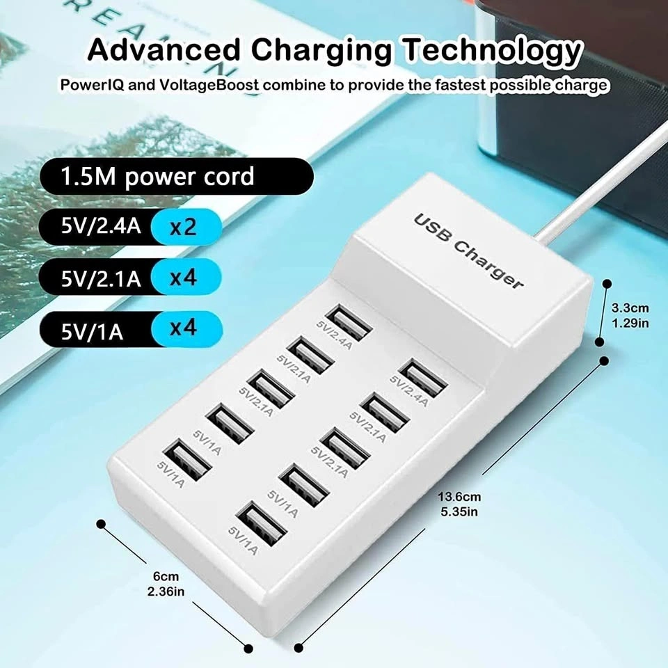 10-Port USB Multi Charger Station - Brand New