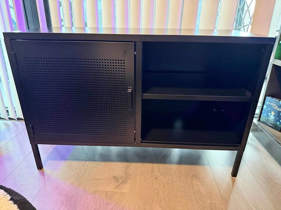 Black Metal TV Stand/Storage Cabinet