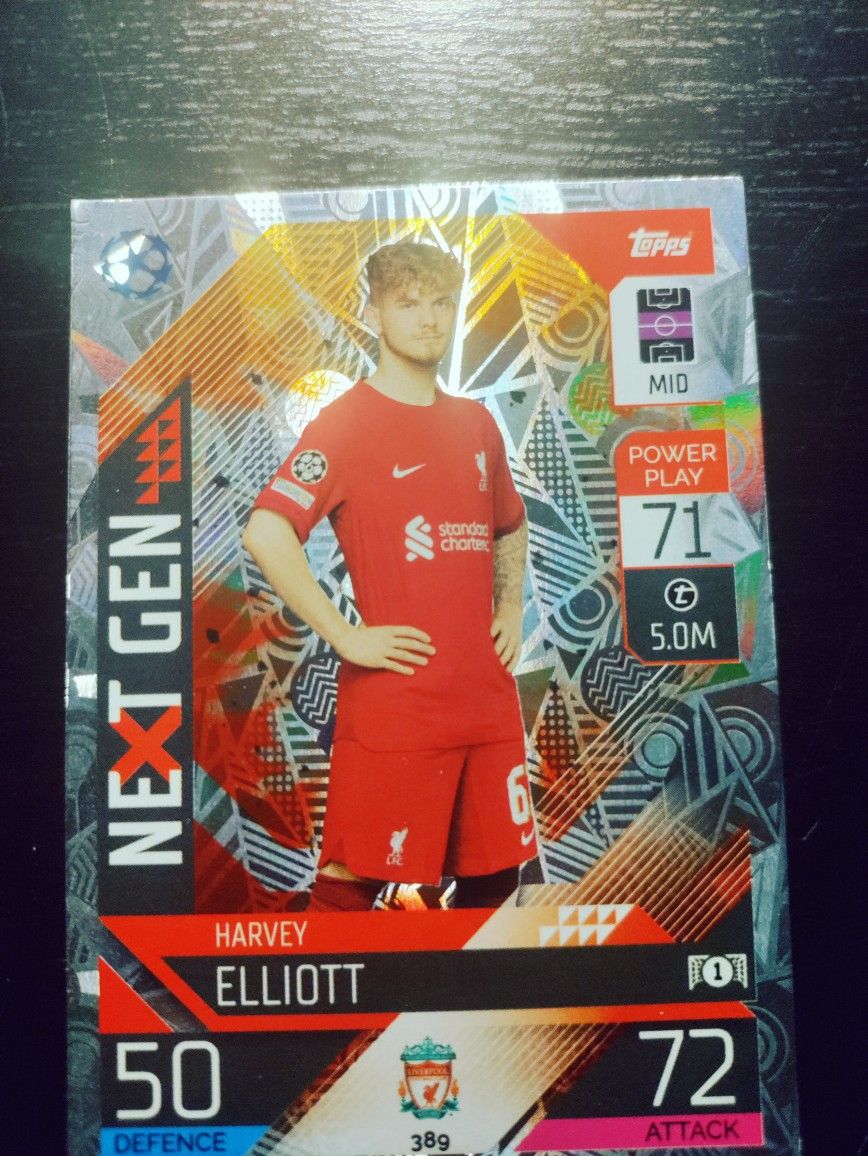 Harvey Elliott 2022-23 Match Attax Next Gen #389 Liverpool Foil