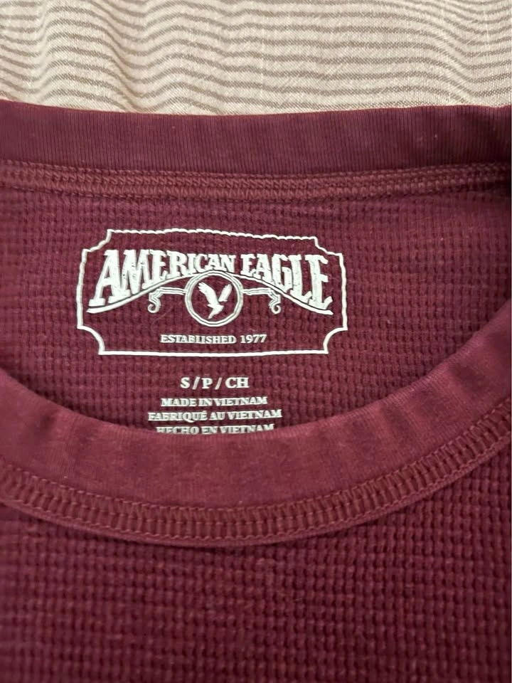 American Eagle Waffle Knit Long Sleeve Shirt