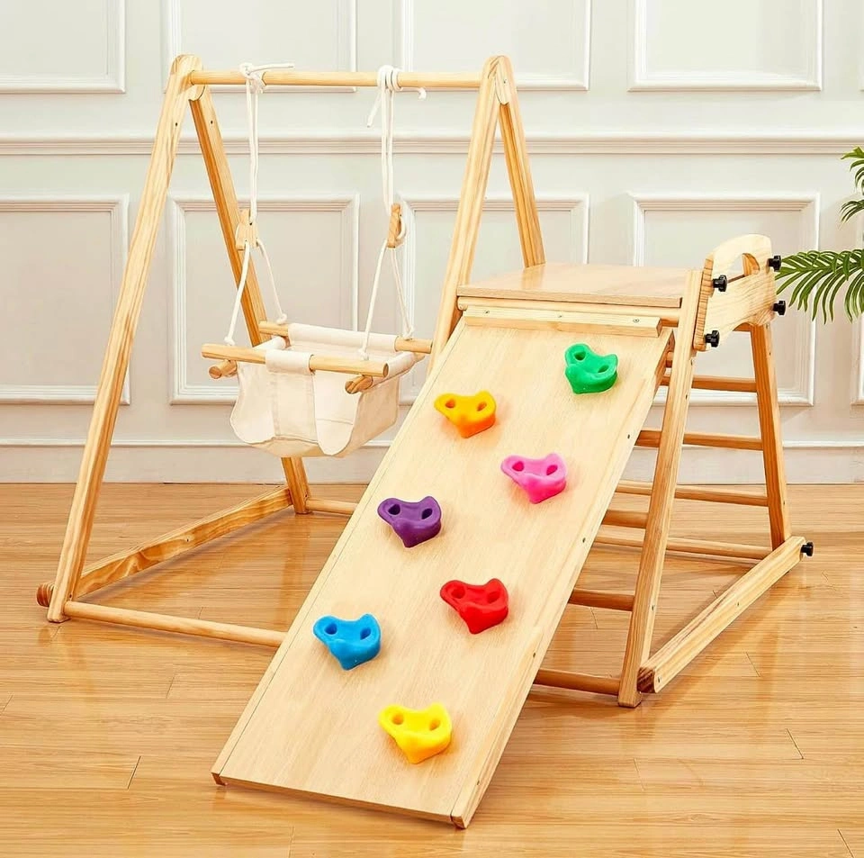 FUNLIO 4-in-1 Foldable Montessori Toddler Swing and Slide Set