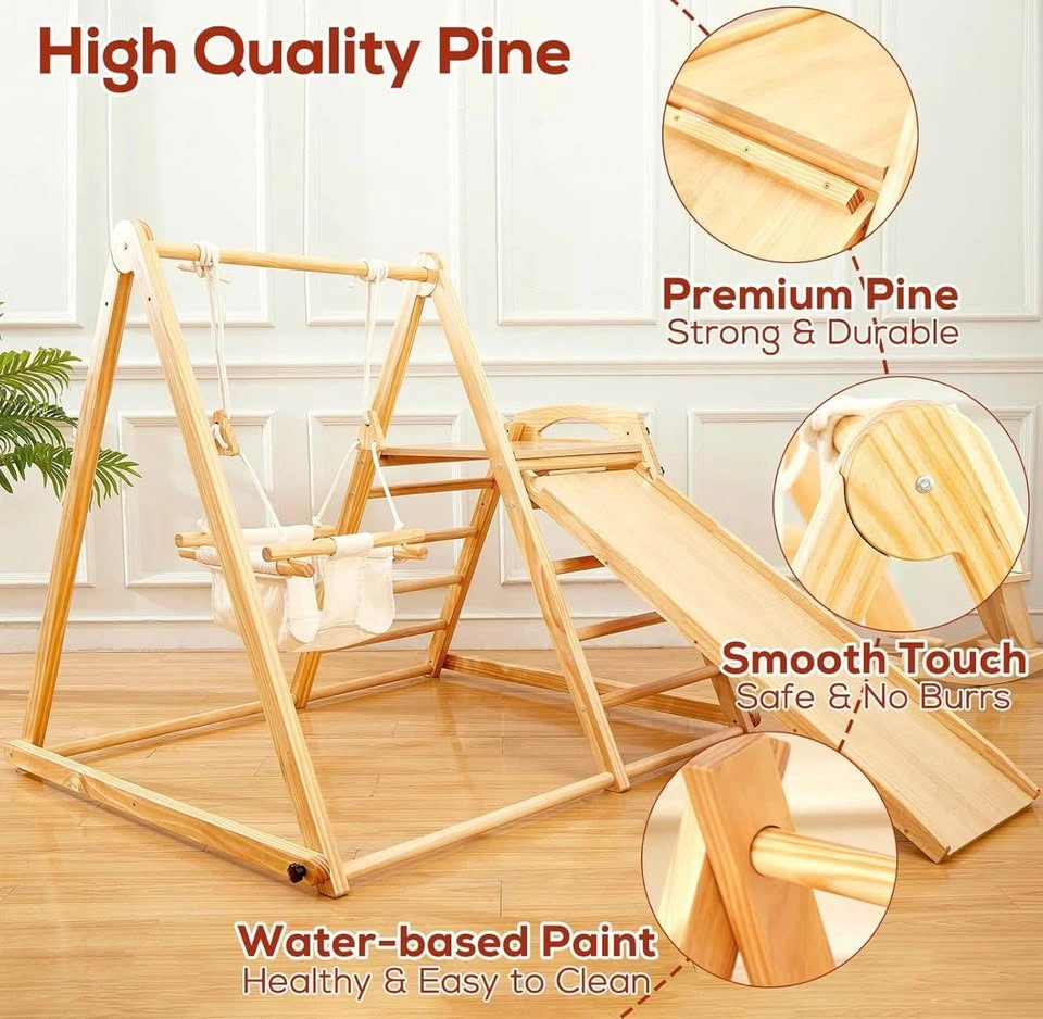 FUNLIO 4-in-1 Foldable Montessori Toddler Swing and Slide Set - photo 2