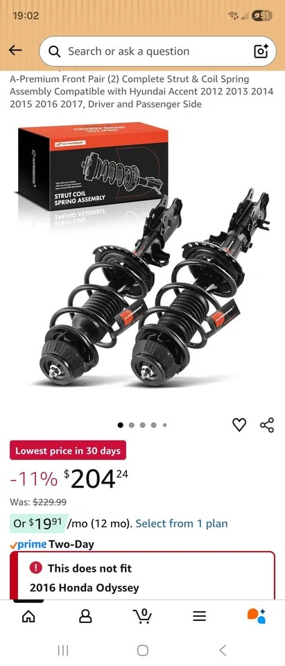 Hyundai Accent Front Strut & Coil Spring Pair (2012-2017) - photo 2