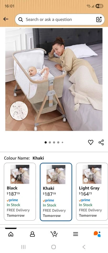 Jestonten Bedside Baby Bassinet (Khaki) - Open Box - photo 2