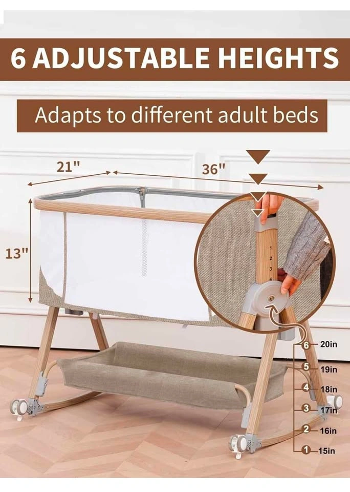 Jestonten Bedside Baby Bassinet (Khaki) - Open Box - photo 3