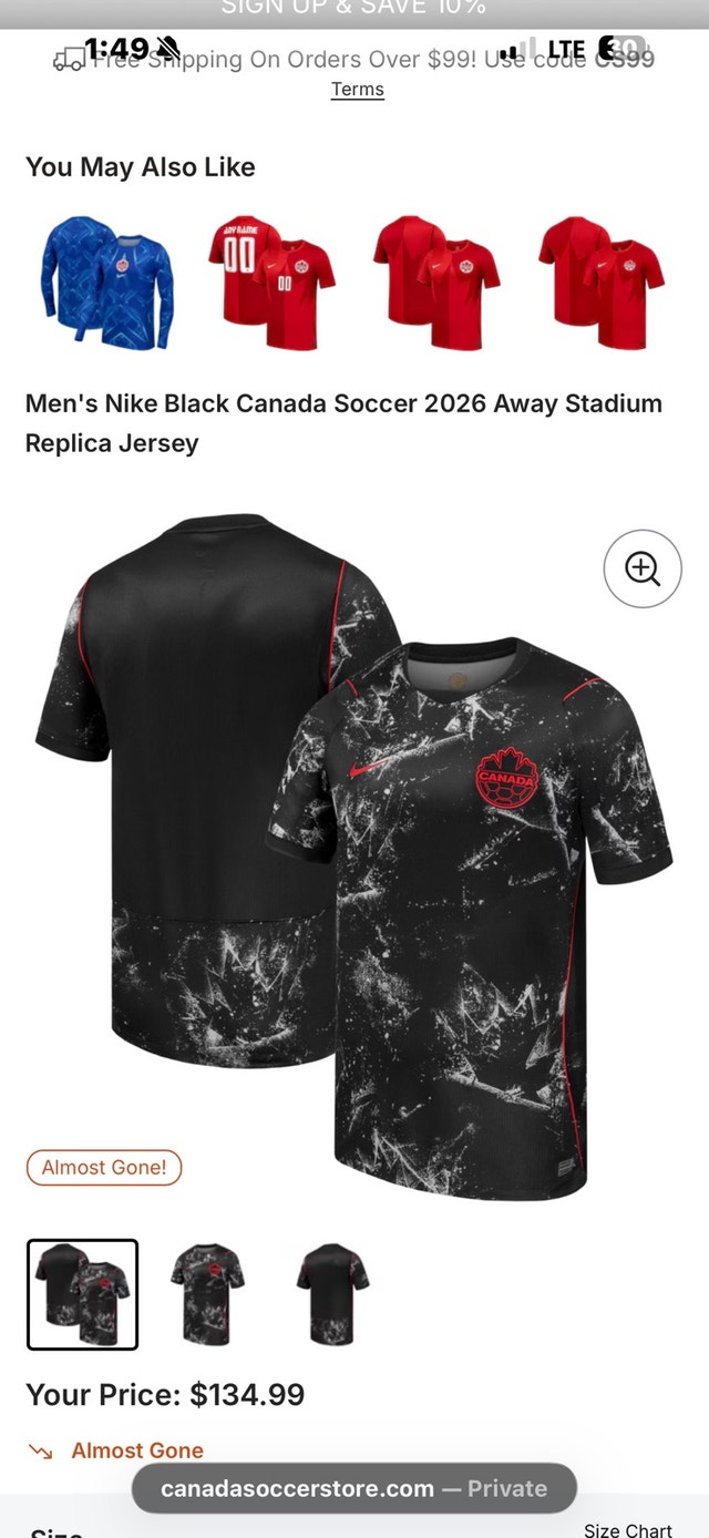Nike Canada Black Soccer Jerseys - New w/tags - photo 2