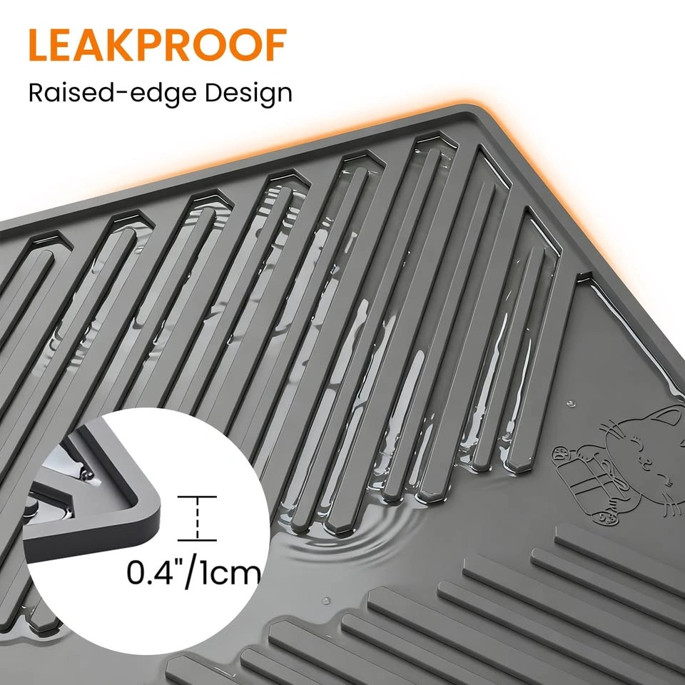 Large Grey Cat Litter Mat 22x34in Leakproof - photo 3