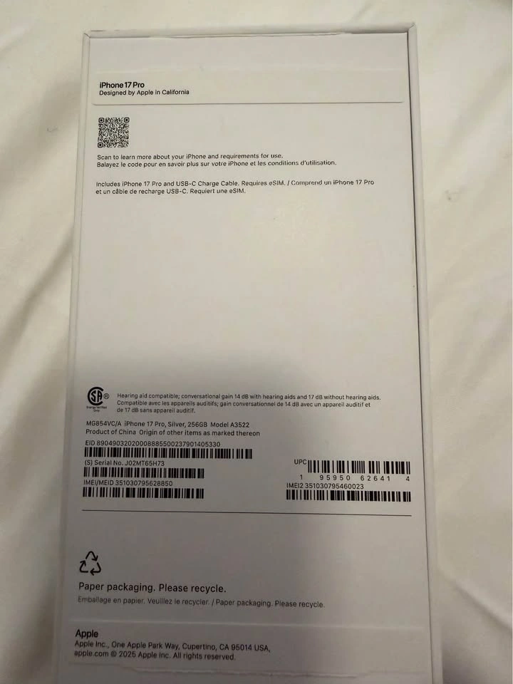 BRAND NEW iPhone 17 Pro 256GB White - photo 3