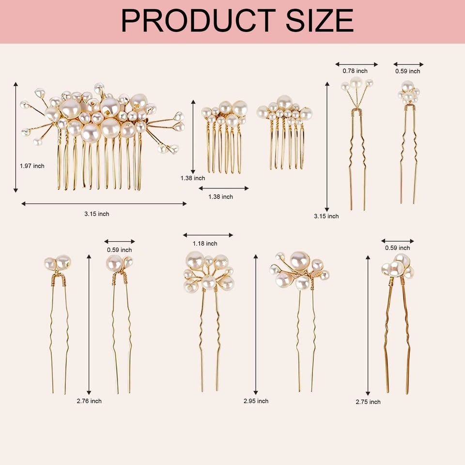 Pearl Hair Combs and Pins Set - Bridal Hair Accessories - photo 2
