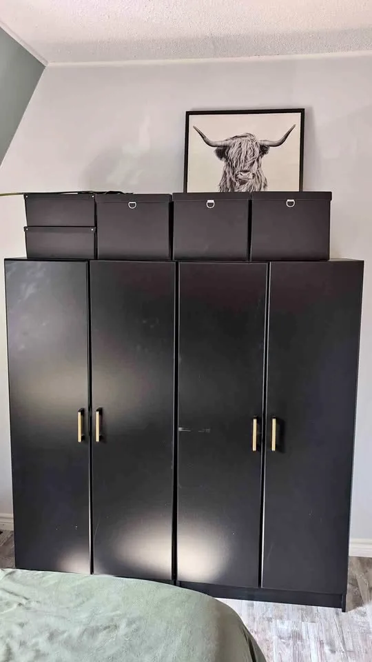 Set of 2 black wardrobes - 32" wide each thumbnail