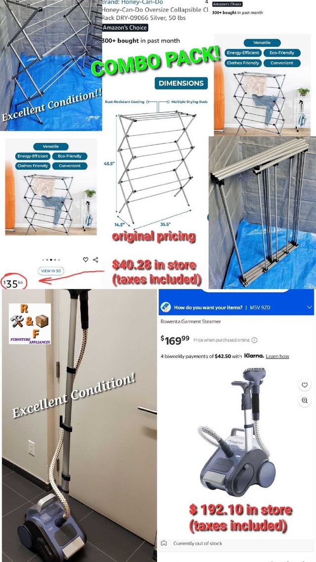 ✴️ COMBO PACK! Honey-Can-Do Clothes Rack + Garment Steamer