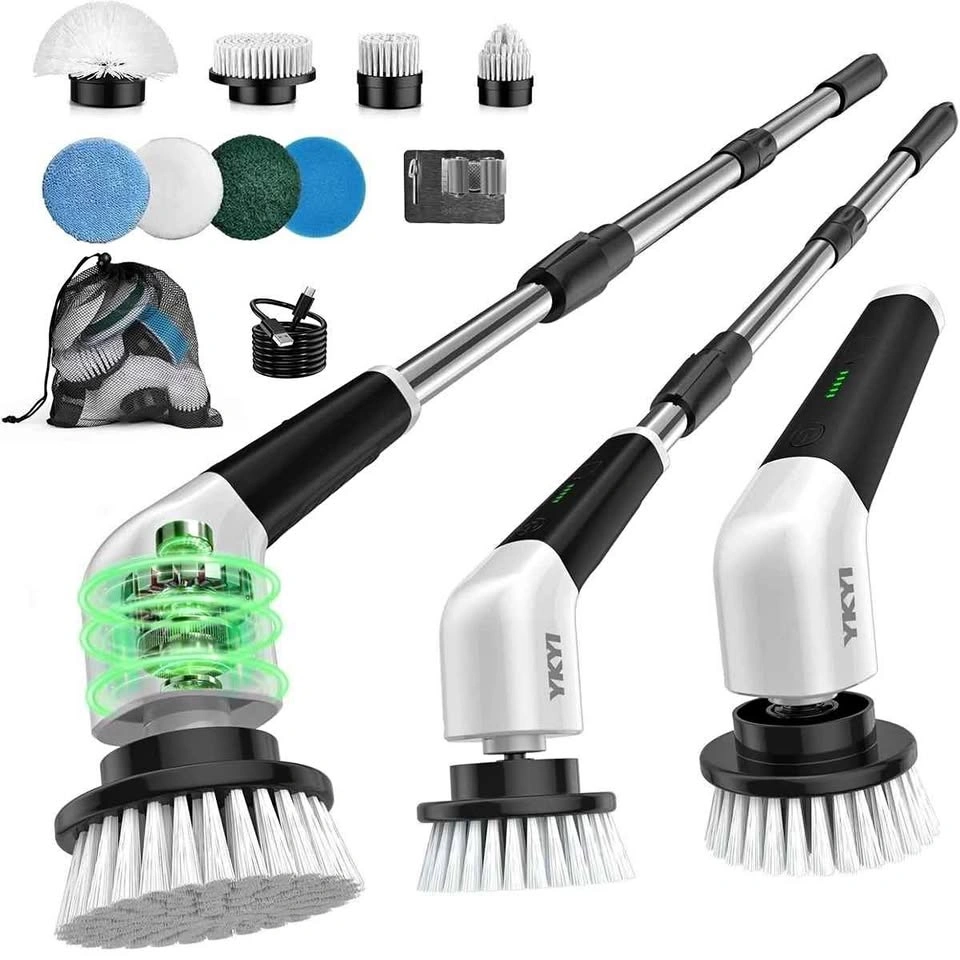 YKYI Cordless Electric Spin Scrubber w/ 8 Brush Heads