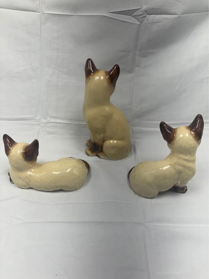 Set of 3 Vintage Siamese Cat Figurines - photo 2