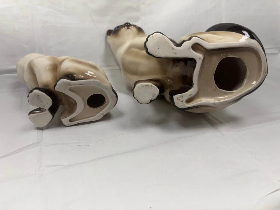 2 Vintage Porcelain Siamese Cat Figurines - Mother & Kitten - photo 4