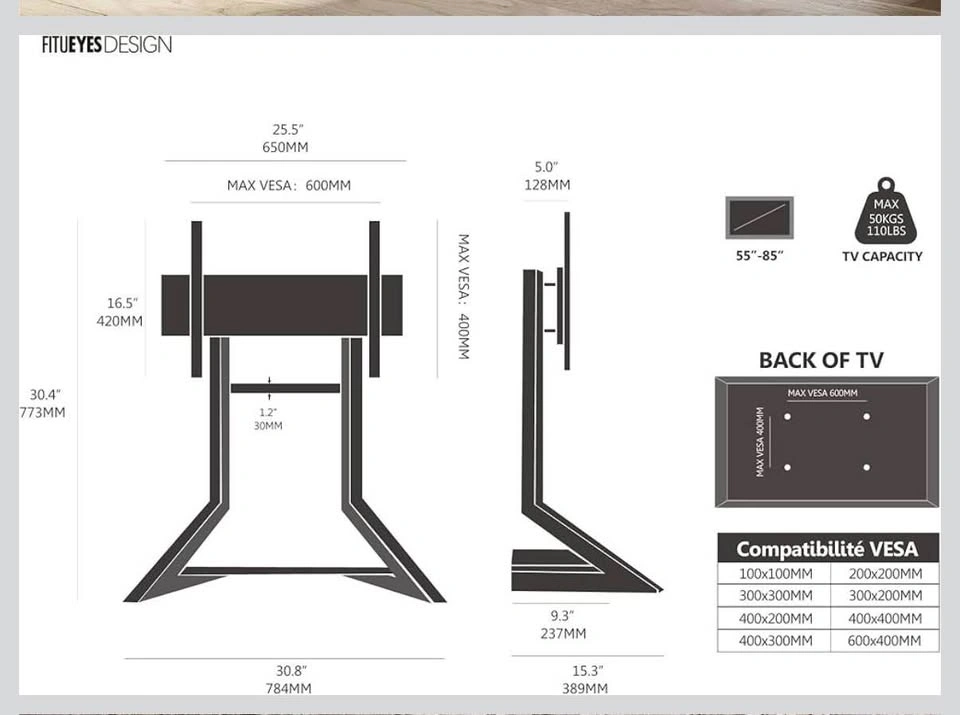 Tabletop TV Stand for 55-86 inch - photo 3