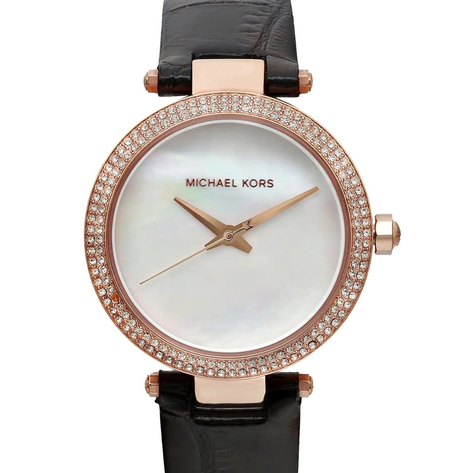 Michael Kors Mini Parker Rose Gold MOP Dial Leather Watch MK2591