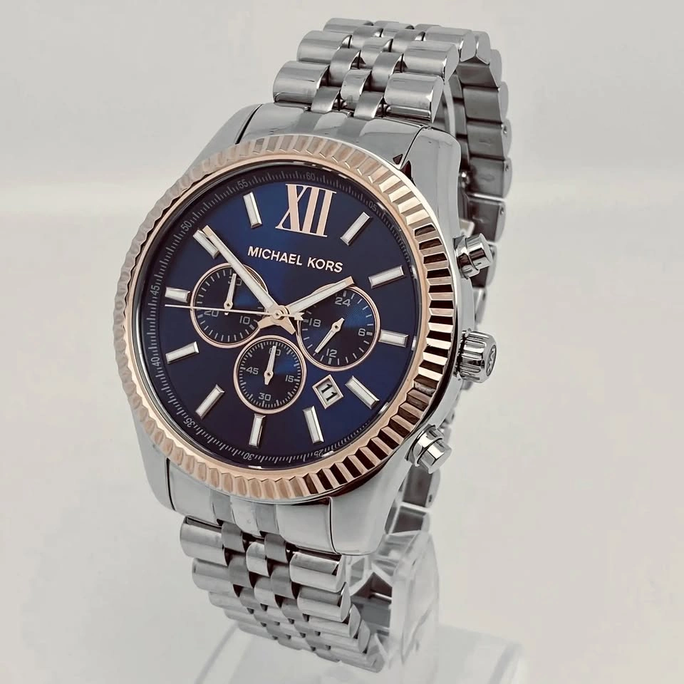 Michael Kors Lexington 42mm Steel Chronograph Blue Dial Quartz M