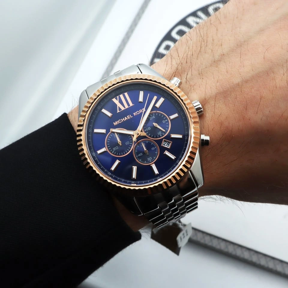 Michael Kors Lexington 42mm Steel Chronograph Blue Dial Quartz M - photo 3