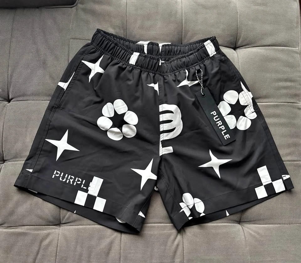 Purple Brand Monogram Swim Shorts – Black/White (New w/ Tags)