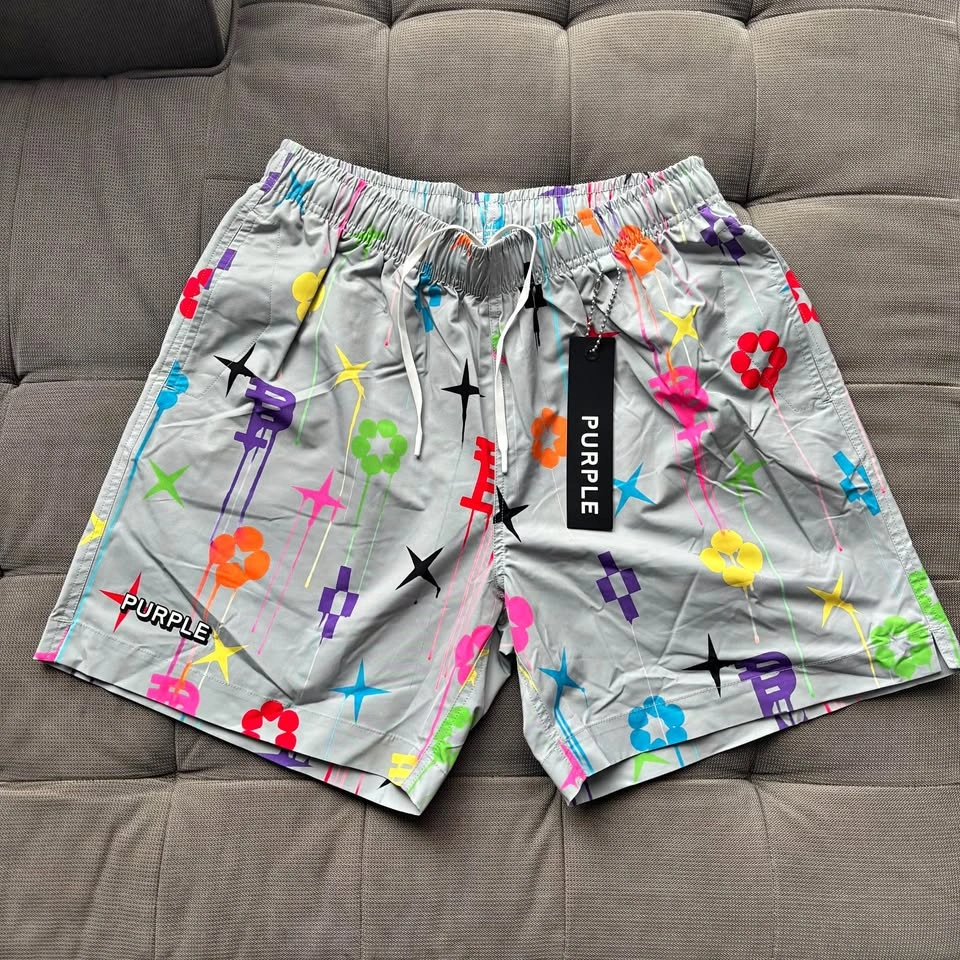 Purple Brand Monogram Swim Shorts - Multicolor Print (New w/ Tag