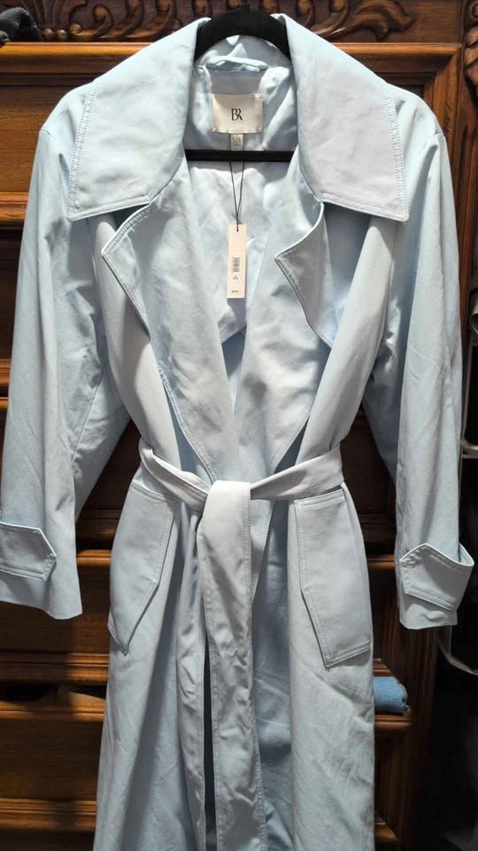 Banana Republic Light Blue Trench Coat Size Large - photo 3