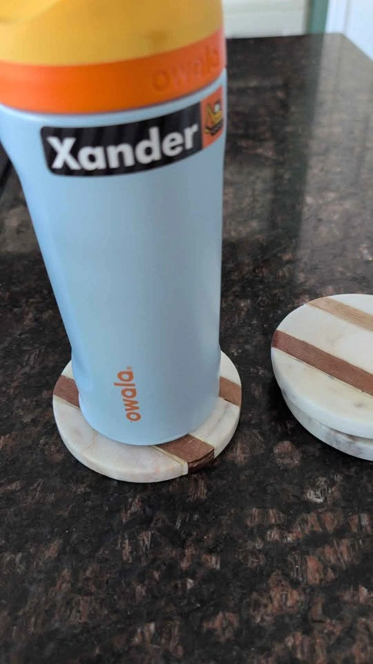 Marble and Wood Striped Coasters Set of 3 - photo 2