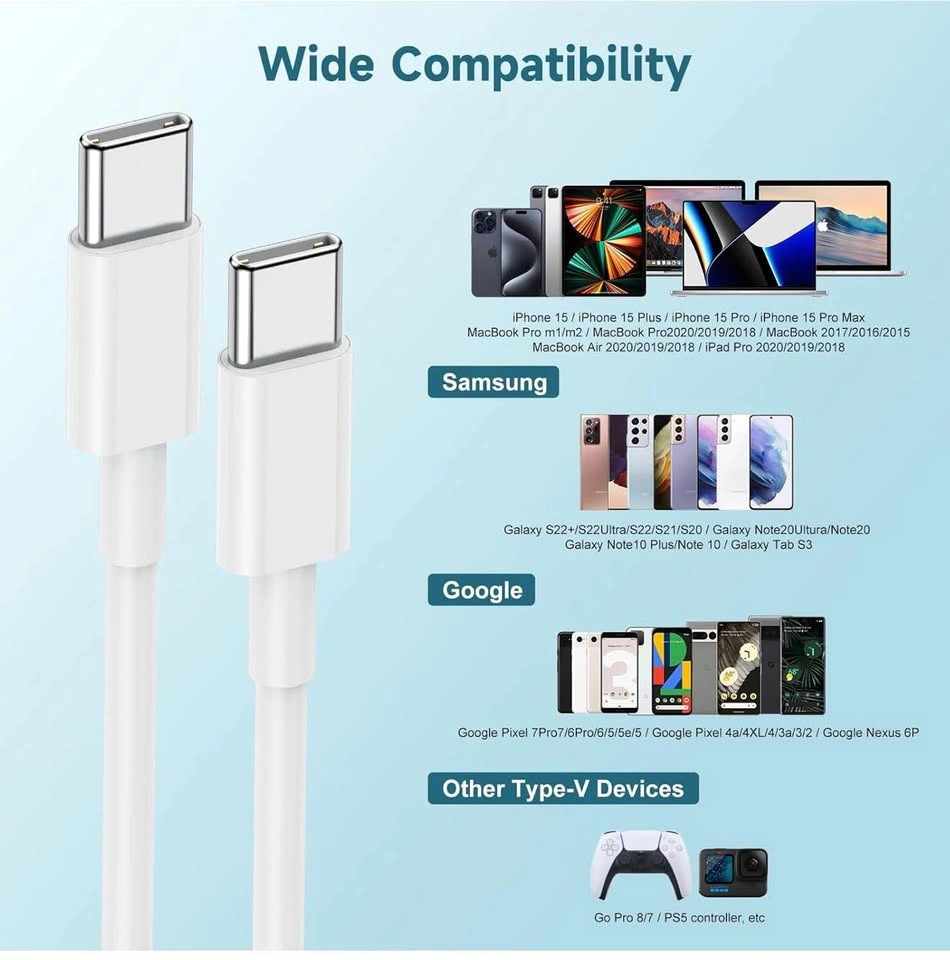 3 Packs 60W USB C to USB C Cables - Brand New - photo 5