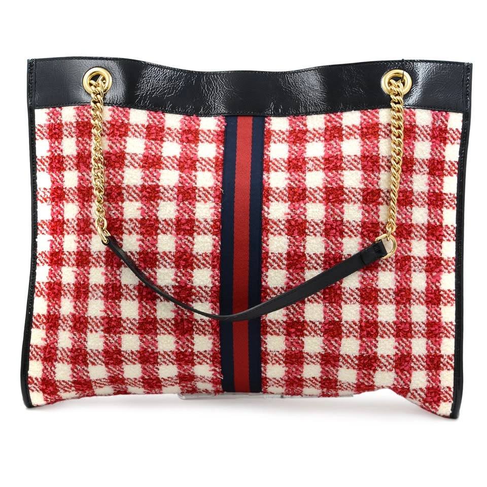 Gucci Gg Rajah Red and White Tweed Chain Large Tote Bag 537219 - photo 5
