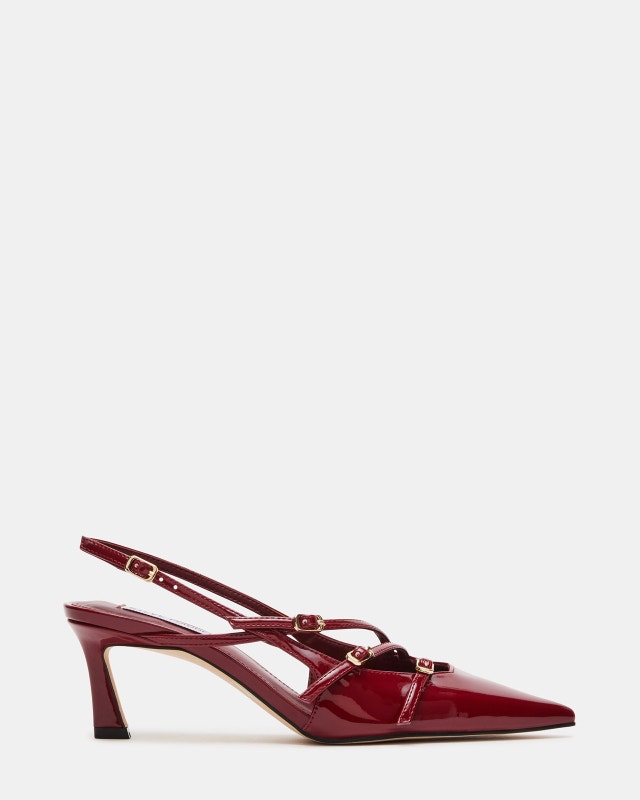 Steve Madden LIANA Wine Patent Slingback Kitten Heels – Burgundy
