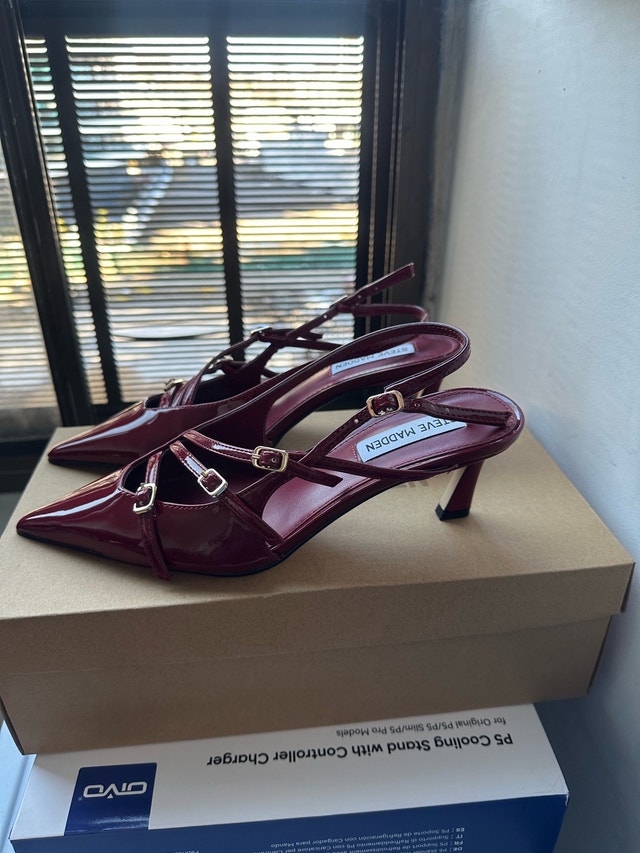 Steve Madden LIANA Wine Patent Slingback Kitten Heels – Burgundy - photo 2