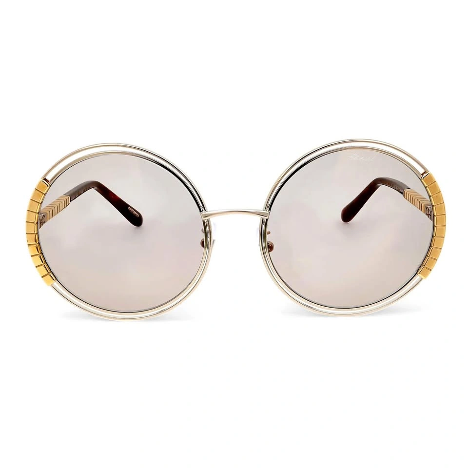 Chopard Shiny Gray Gold Brown Mirror Lenses Acetate Frame Sungla