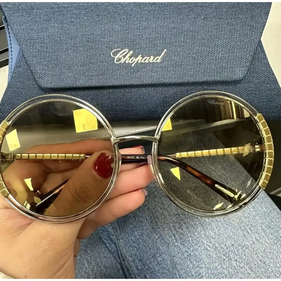 Chopard Shiny Gray Gold Brown Mirror Lenses Acetate Frame Sungla - photo 2