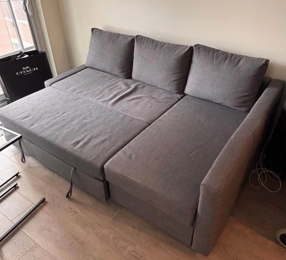 Corner sofa-bed with storage, Skiftebo dark gray FRIHETEN - photo 2