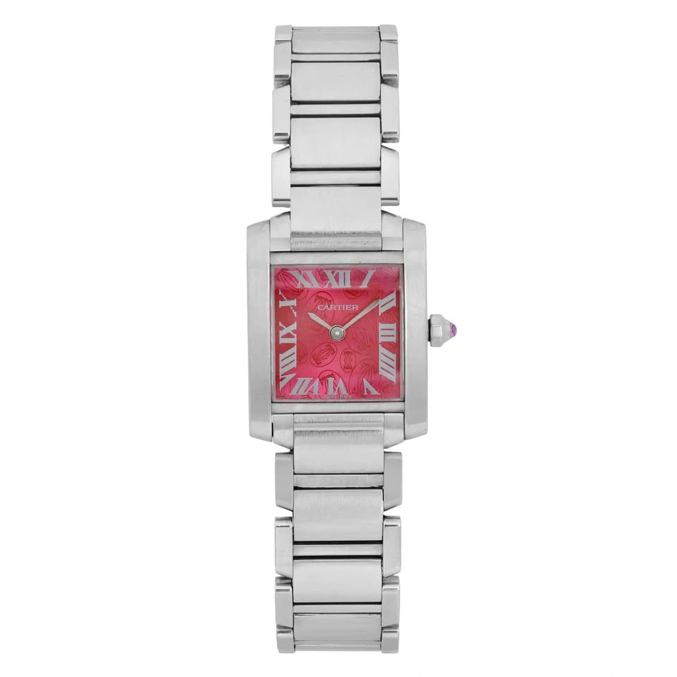 Cartier Tank Francaise Steel Raspberry Dial Quartz Ladies Watch - photo 2